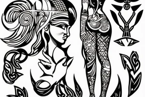 greek goddess, strength, power tattoo idea