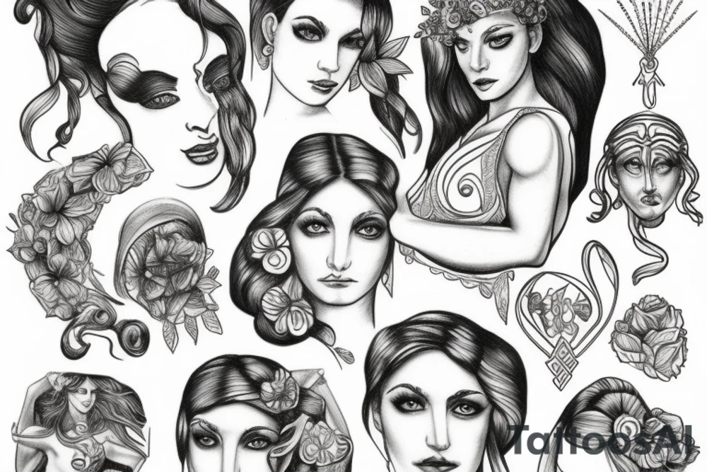 greek goddess, strength, power tattoo idea