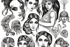 greek goddess, strength, power tattoo idea