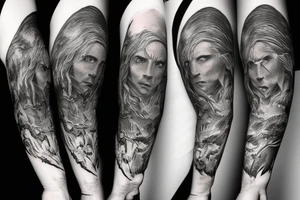 Lord of the rings themed sleeve tattoo idea