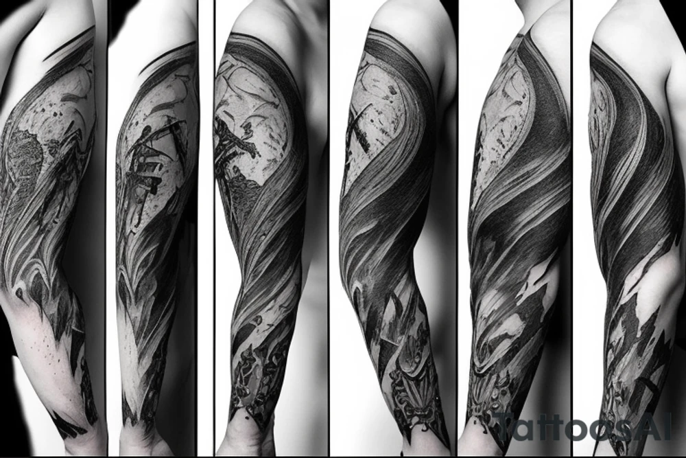 Lord of the rings battle sleeve tattoo idea