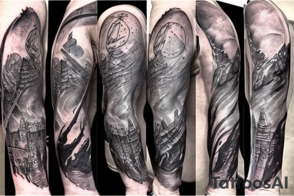 Lord of the rings battle sleeve tattoo idea