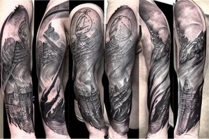 Lord of the rings battle sleeve tattoo idea