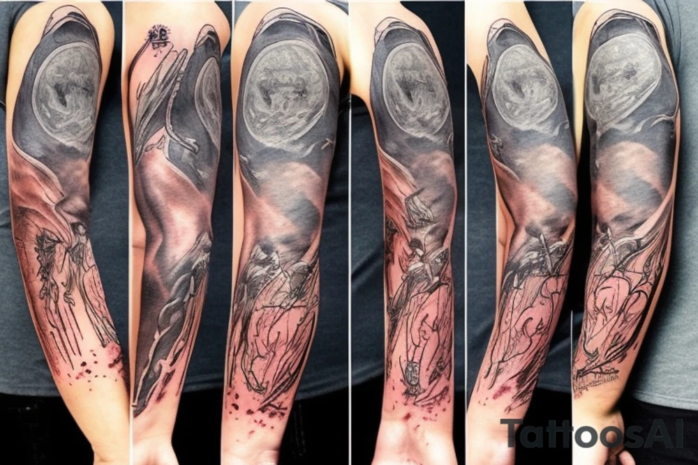Lord of the rings battle sleeve tattoo idea