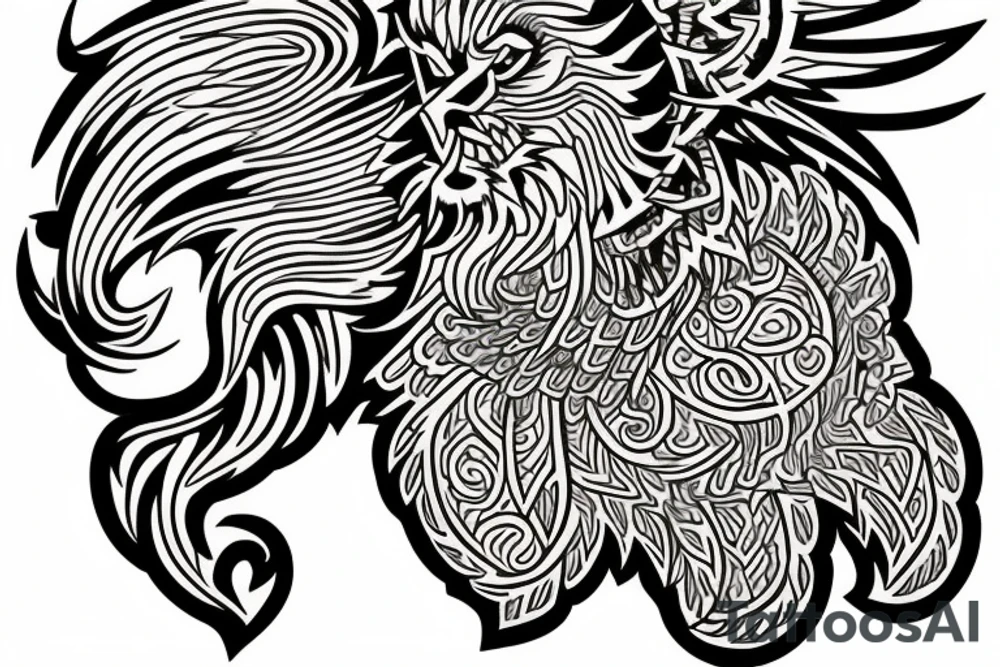 Phoenix Lion tattoo idea