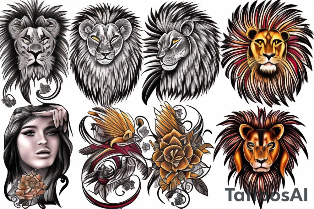 Phoenix Lion tattoo idea