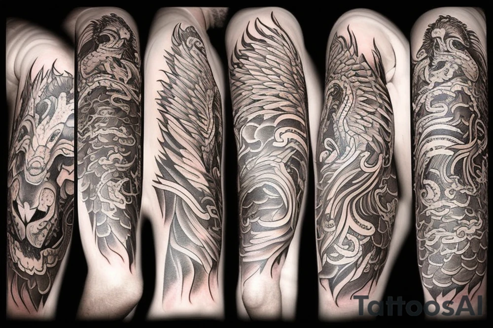 Lion phoenix tattoo idea