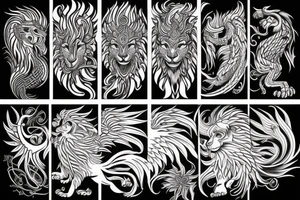 Lion phoenix tattoo idea