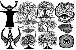 Ankh with the eye of Horus surrounded by tree of life tattoo idea