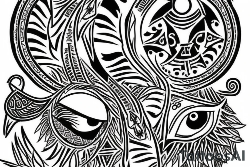 Ankh with the eye of Horus surrounded by tree of life tattoo idea