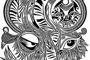 Ankh with the eye of Horus surrounded by tree of life tattoo idea