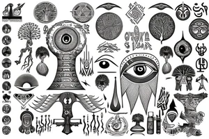 Ankh with the eye of Horus surrounded by tree of life tattoo idea