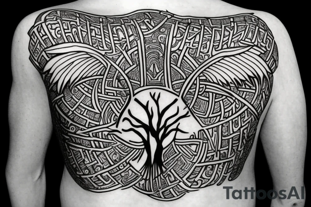 Ankh with the eye of Horus surrounded by tree of life tattoo idea
