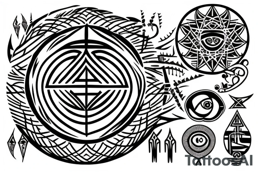 Ankh with the eye of Horus surrounded by tree of life tattoo idea