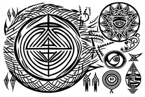 Ankh with the eye of Horus surrounded by tree of life tattoo idea