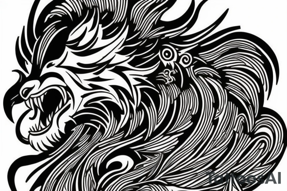 Lion phoenix tattoo idea