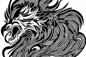 Lion phoenix tattoo idea