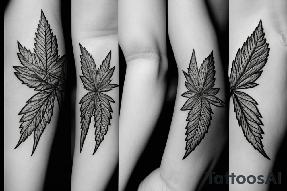 Cannabis leaf with Pedra da Gavea west side in the background tattoo idea