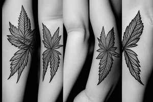 Cannabis leaf with Pedra da Gavea west side in the background tattoo idea