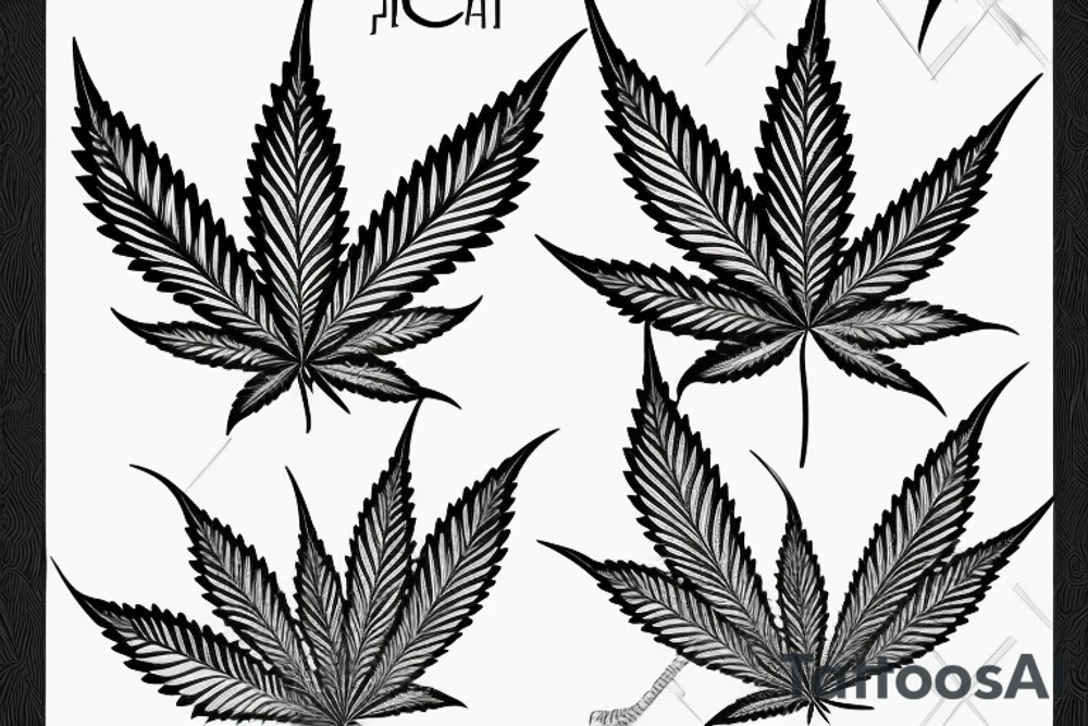 Cannabis leaf with Pedra da Gavea west side in the background tattoo idea