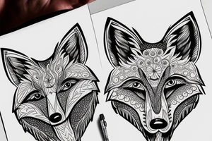 Fox head in forest tattoo idea