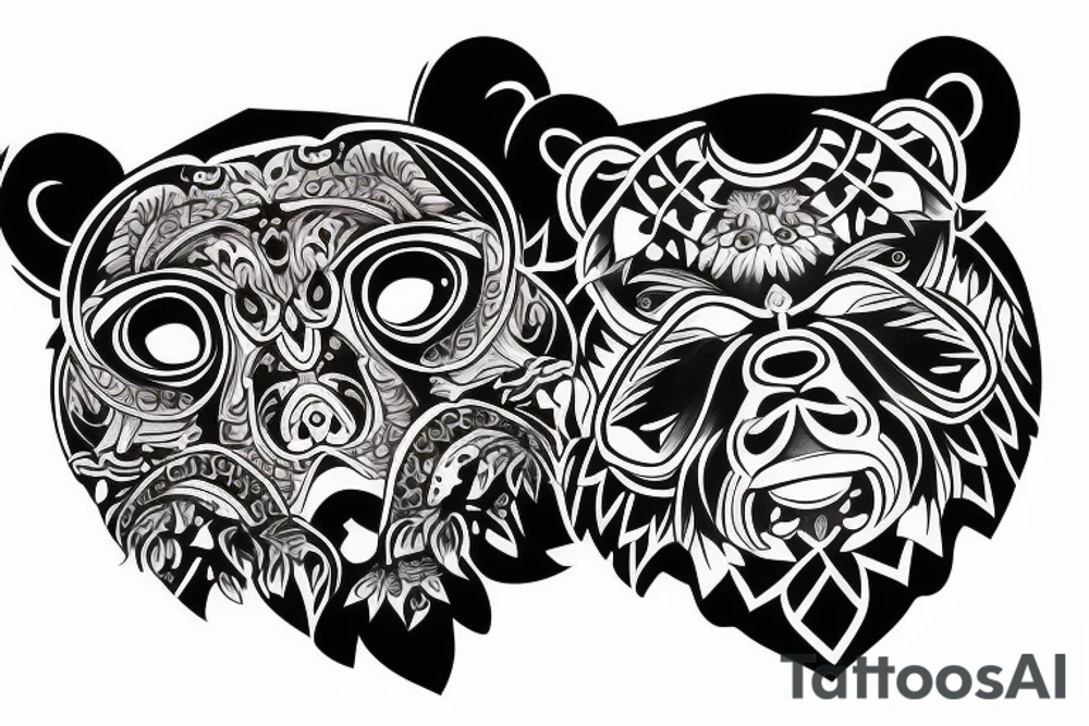 Bear in neotraditional style tattoo idea