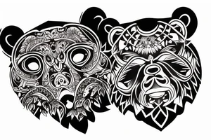 Bear in neotraditional style tattoo idea