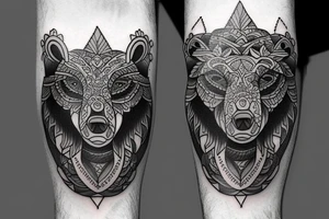 Bear in neotraditional style tattoo idea