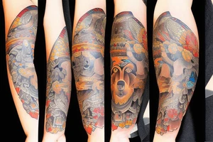 Bear in neotraditional style tattoo idea