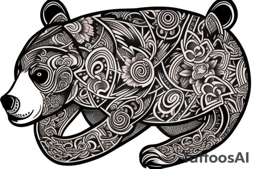 Bear in neotraditional style tattoo idea