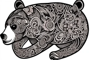 Bear in neotraditional style tattoo idea