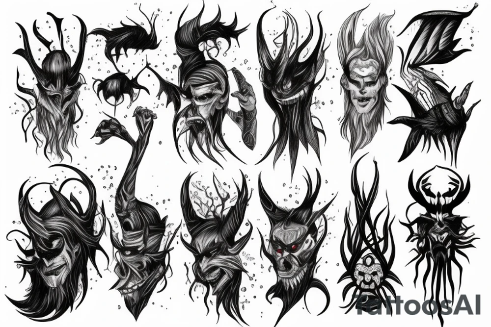 Half man half demon with single wing tattoo idea