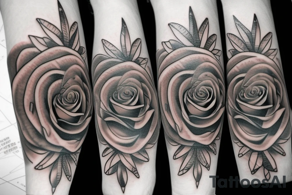 Clock eye dedication filler diamond rose tattoo idea