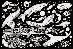 Diver, with humbackwhale in outer space tattoo idea
