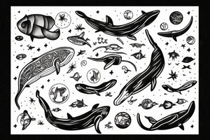 Diver, with humbackwhale in outer space tattoo idea