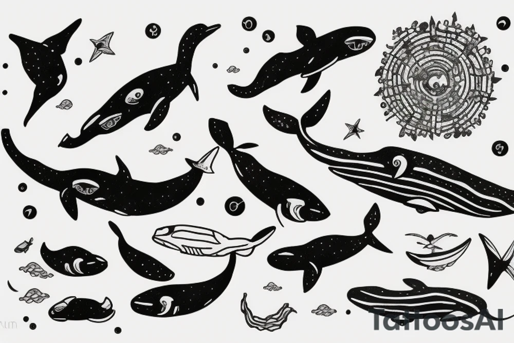 Diver, with humbackwhale in outer space tattoo idea