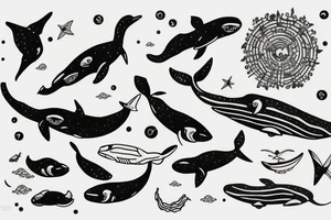 Diver, with humbackwhale in outer space tattoo idea