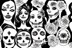 Dark angel with Catrina face tattoo idea