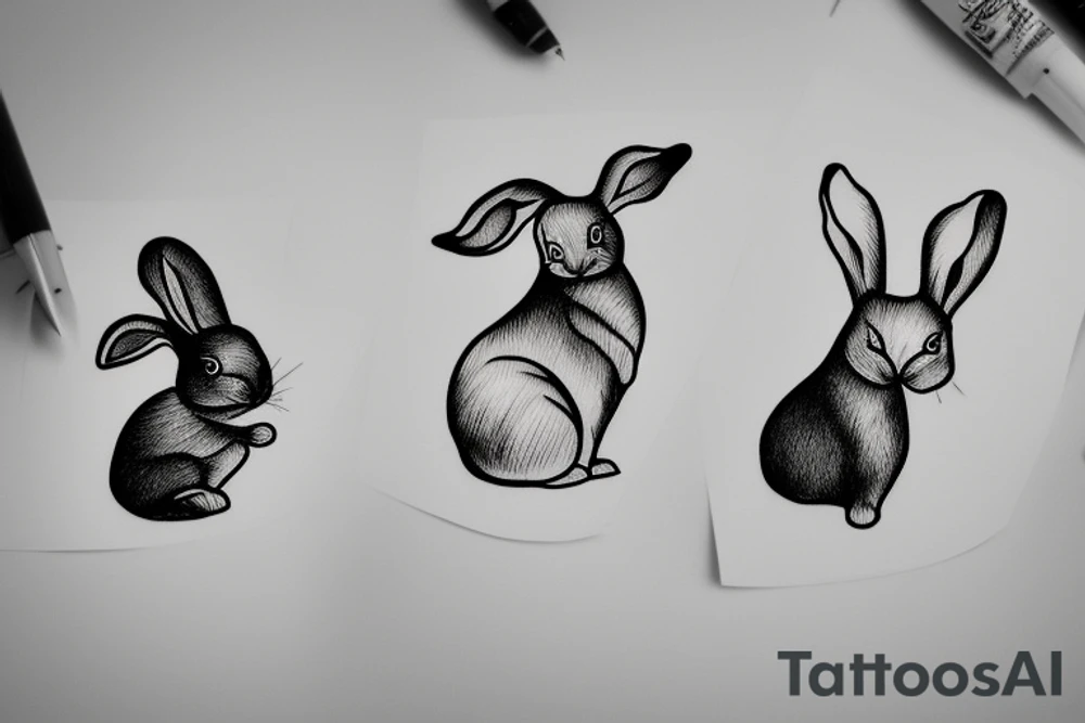 holland lop rabbit fine line tattoo idea
