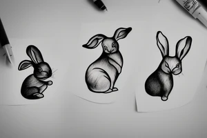 holland lop rabbit fine line tattoo idea