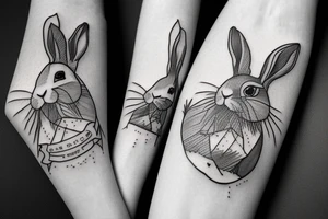rabbit fine line tattoo idea
