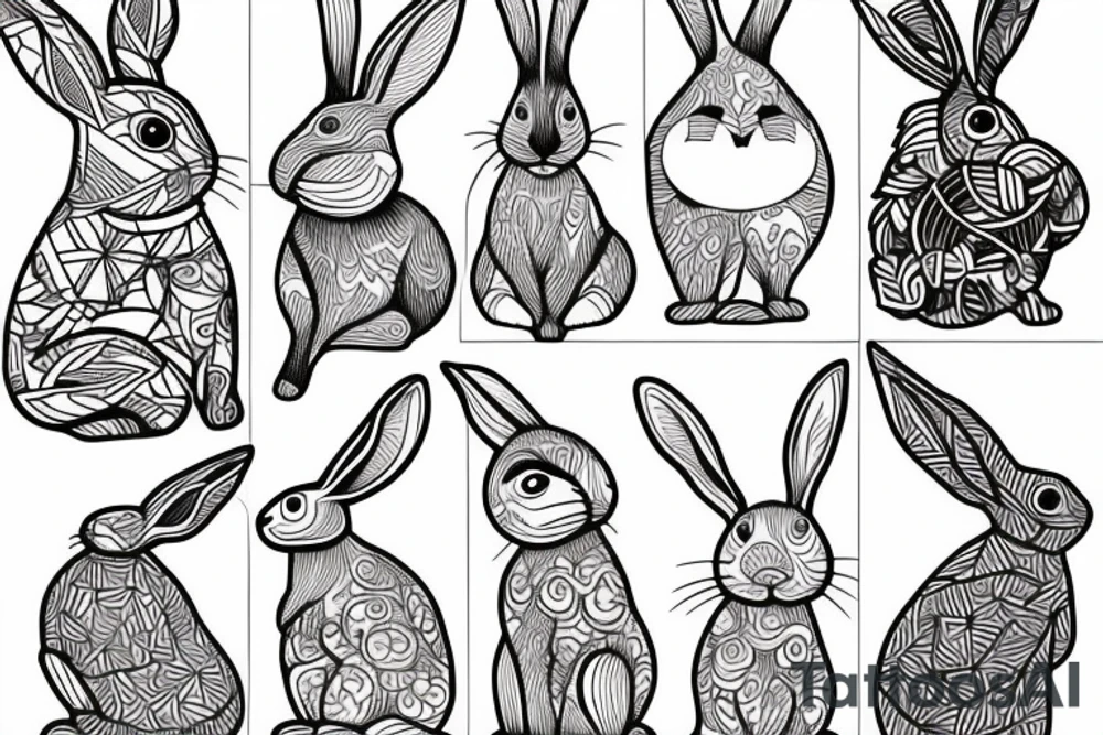 rabbit fine line tattoo idea