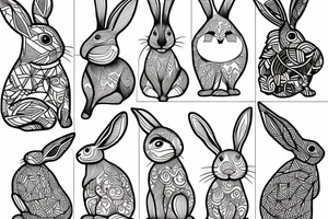 rabbit fine line tattoo idea