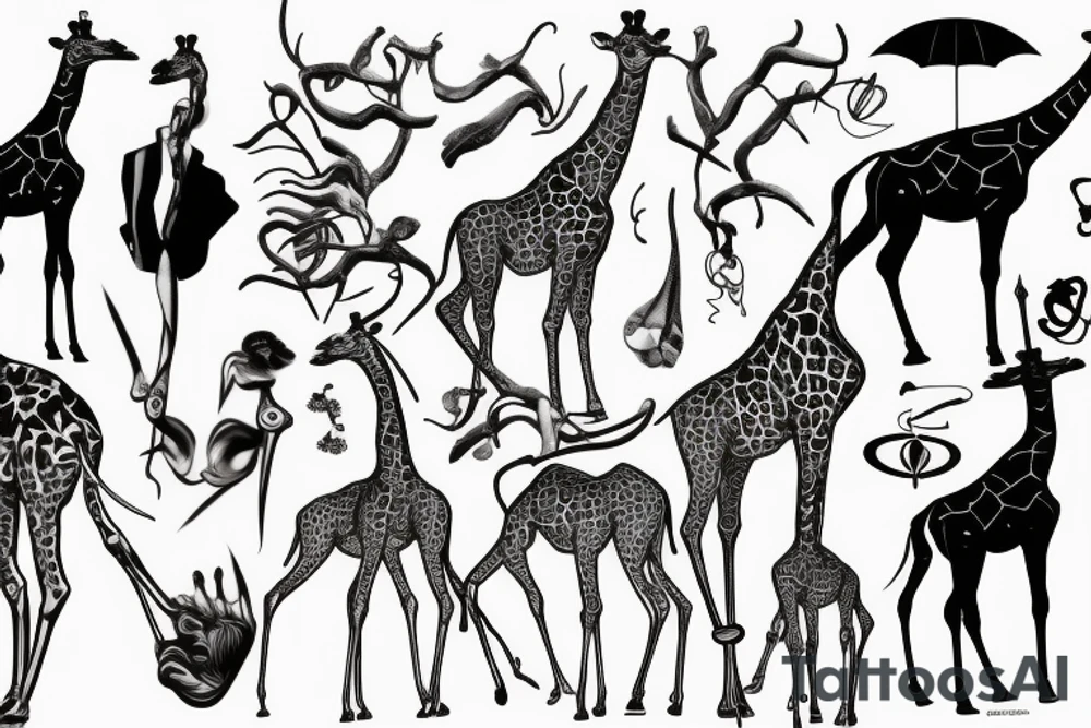 Spindly giraffe tattoo idea
