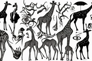 Spindly giraffe tattoo idea