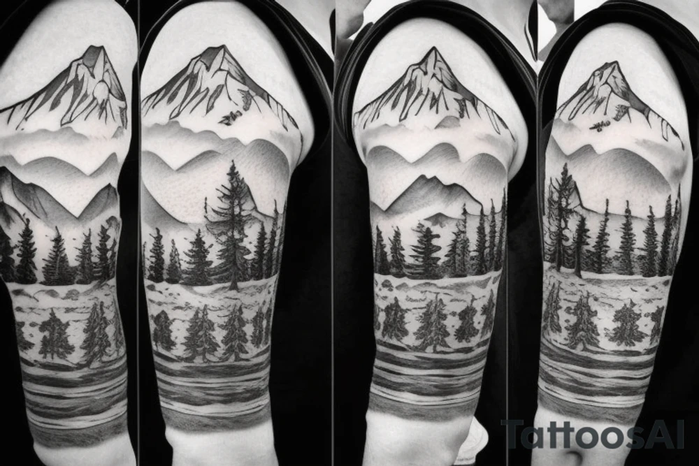 Mountains on shoulder tattoo idea