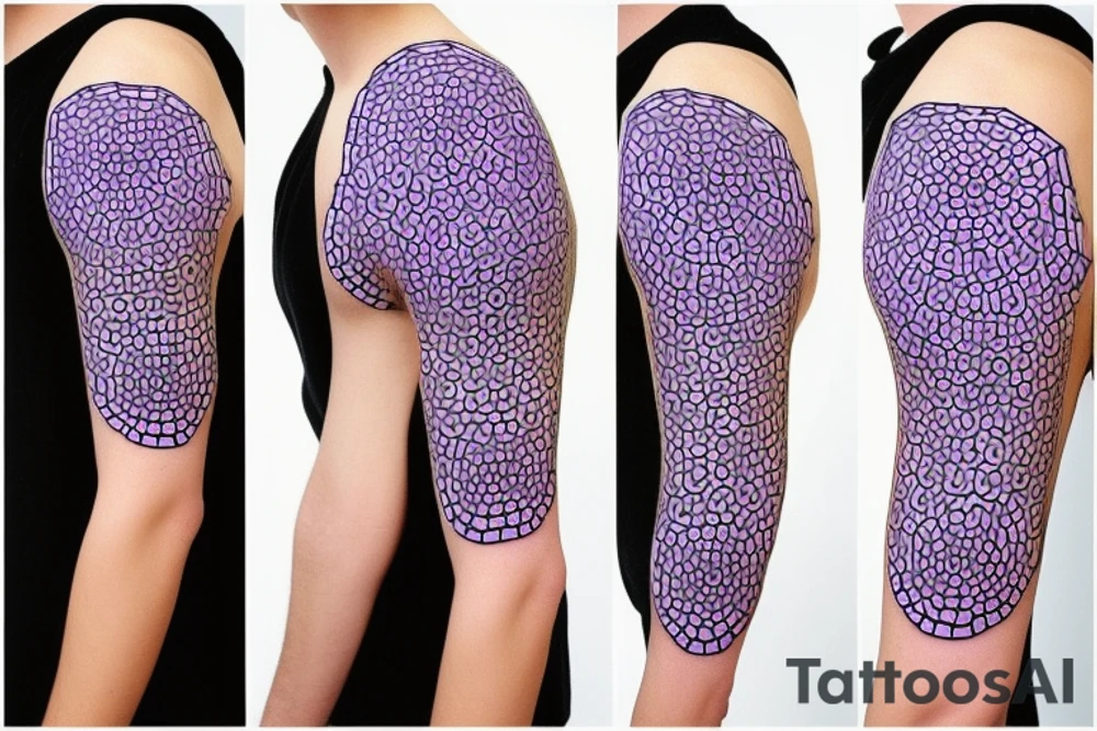 Honeybee lavender hexagons geometric across shoulder blades tattoo idea