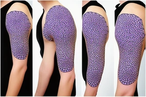 Honeybee lavender hexagons geometric across shoulder blades tattoo idea