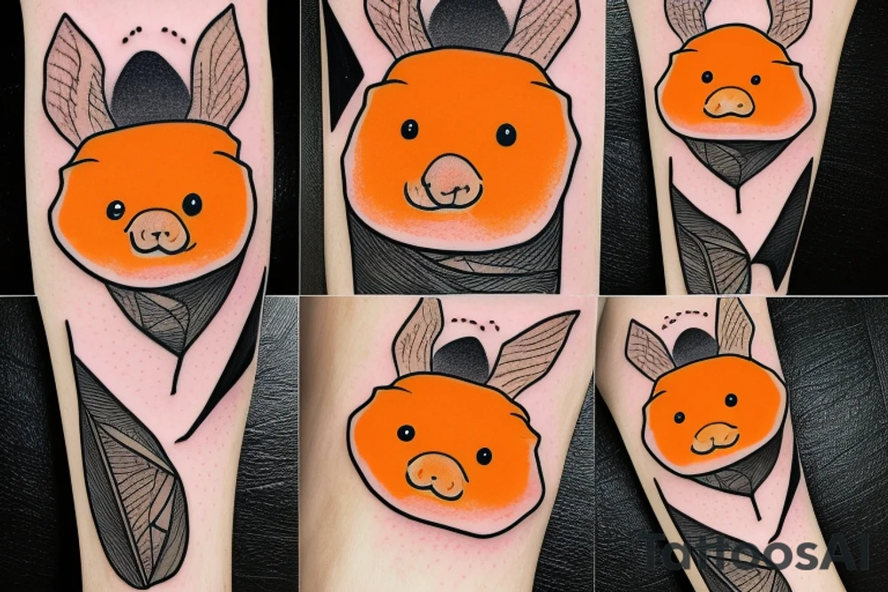 Capybara with an orange on its head tattoo idea