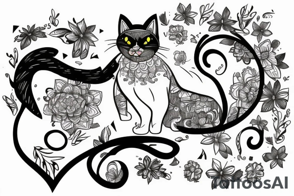 Cat flopped on its side tattoo idea